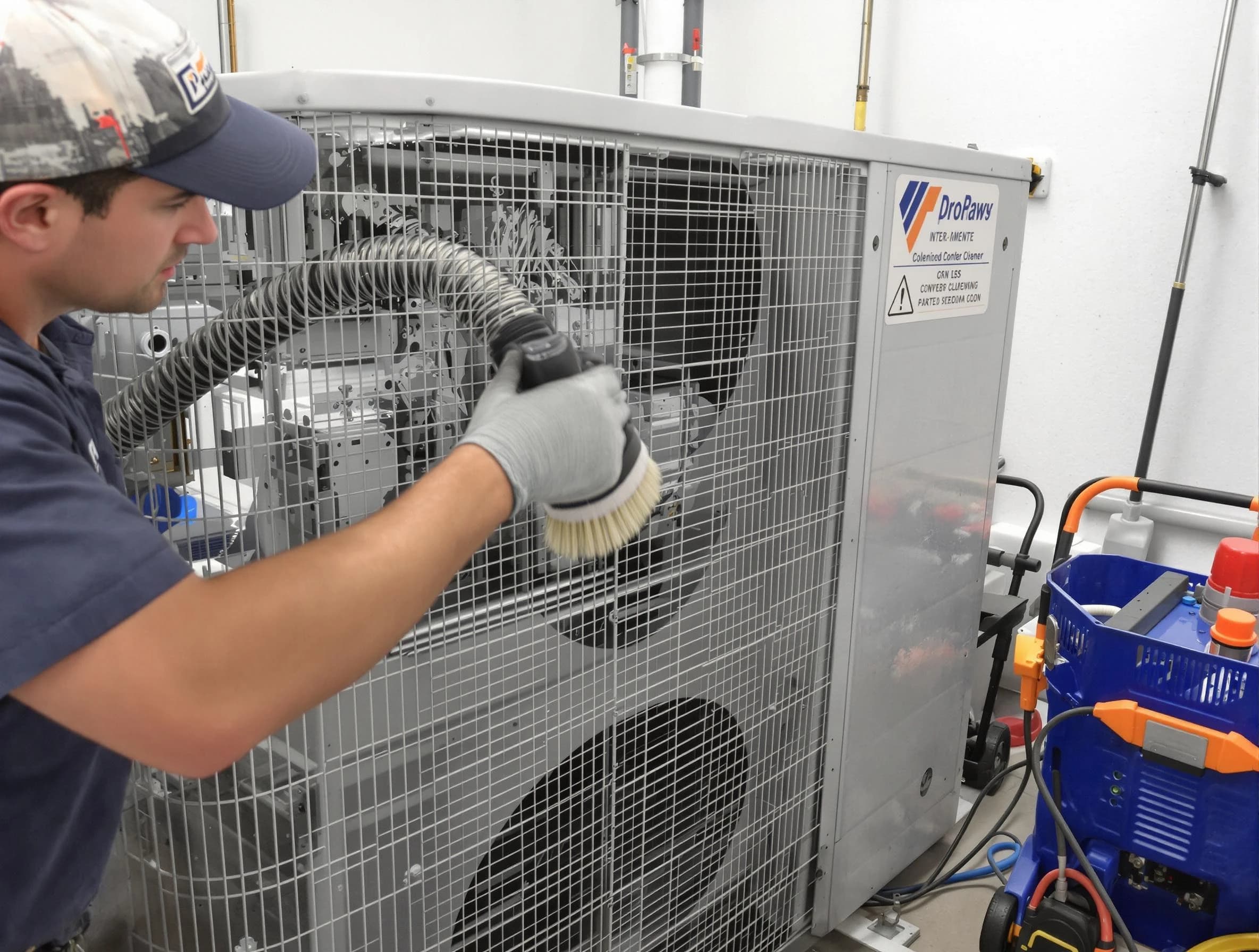Dracut Air Duct Cleaning specialist performing precision AC coil cleaning for improved system performance in Dracut
