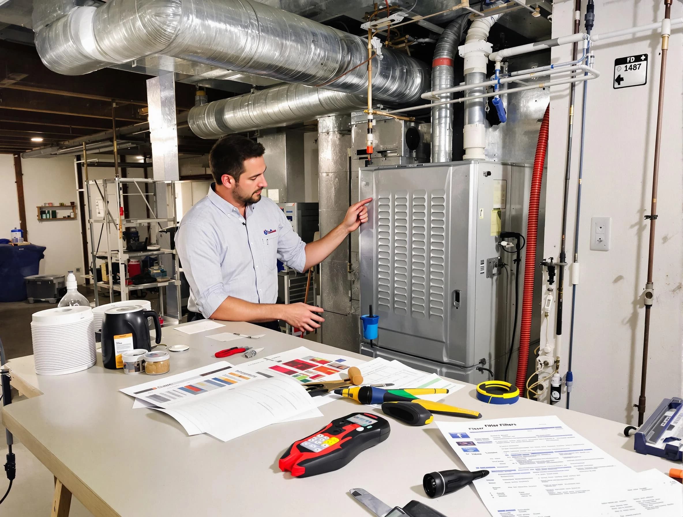 Dracut Air Duct Cleaning inspector conducting detailed filter system evaluation using professional diagnostic tools in Dracut