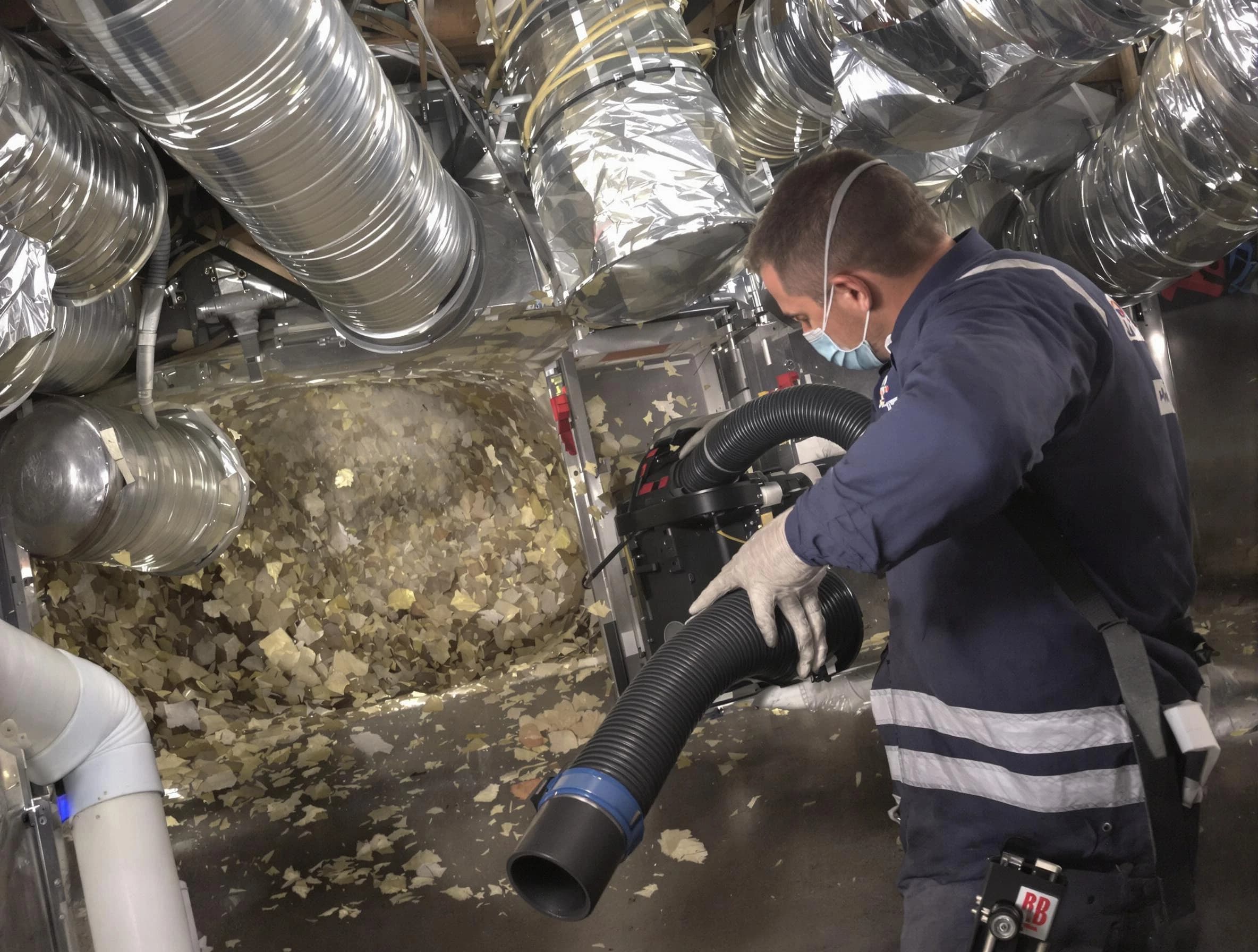 Dracut Air Duct Cleaning specialist operating negative pressure cleaning equipment for thorough duct maintenance in Dracut