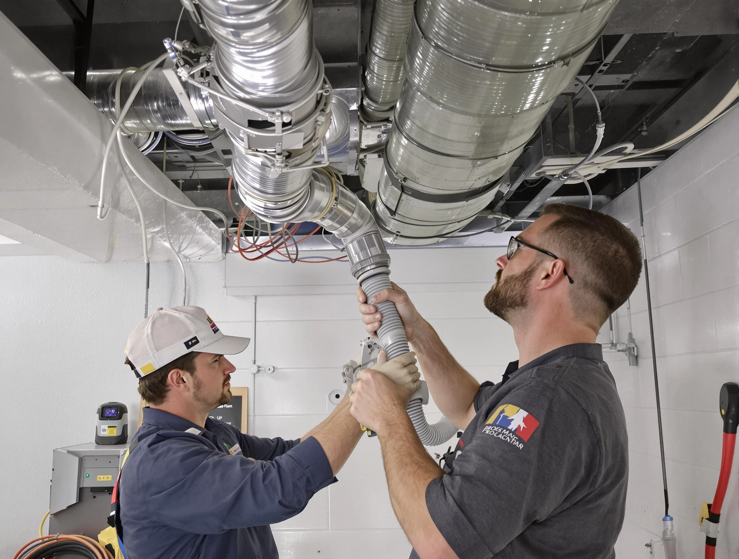 Dracut Air Duct Cleaning technician performing thorough AC duct cleaning in Dracut