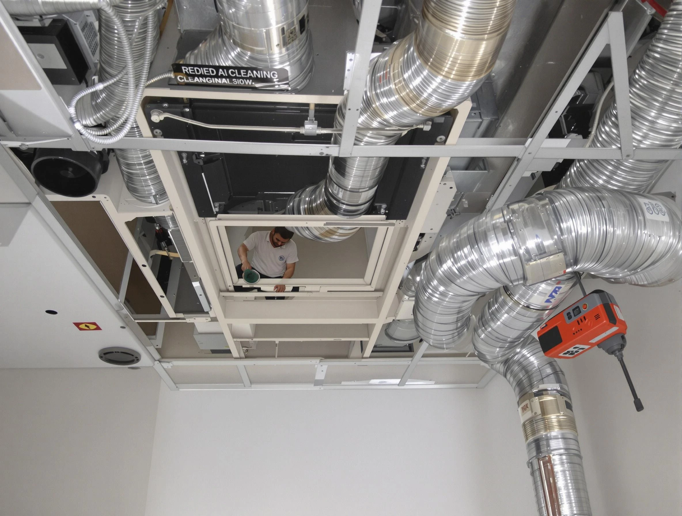 Dracut Air Duct Cleaning technician performing detailed central duct system cleaning in Dracut